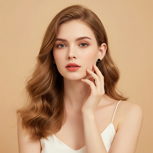 <span class=keywords><strong>XLOVE</strong></span> Nouvelle Tendance Boucles d'oreilles clous en Agate Noire Carrée Plaqué Or S925 pour Femme, Simples et Élégantes - Product Image 3