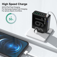 Chargeur rapide USB PD 4 ports Type-C 150W avec QC3.0 Prise EU/US/UK pour ordinateur portable et appareil photo - Adaptateur mural ignifuge