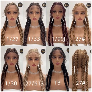 Treccia di farfalla colorata lunga corta dei capelli umani del merletto pieno all'ingrosso di jresidence a buon mercato per la parrucca intrecciata donna nera - Product Image 4