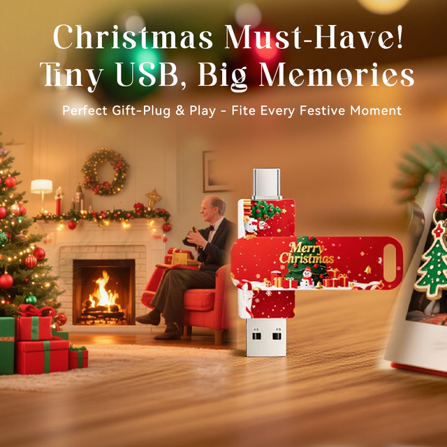 Wholesale Custom Logo Colorful Christmas USB 2.0 Type-C Flash Drive with High Capacity and Custom Colors