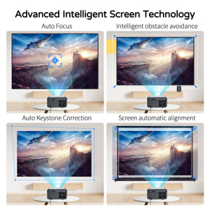 Projecteur vidéo Xnano Factory OEM ODM 1080P 1000 ANSI Lumens Android 9 Double WiFi BT5.0 Autofocus Correction trapézoïdale 4 points DLNA <span class=keywords><strong>Airplay</strong></span> - Product Image 2