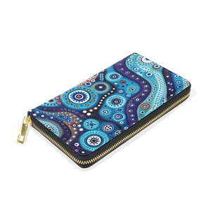 New Arrival Australian Aboriginal Art Pattern Custom Print Men's Clutch <b>Bag</b> Card Holder Women's Travel <b>Long</b> Zip Leather Wallet - Product Image 3