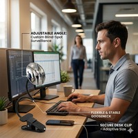 TOPtrend Miroir de confidentialité convexe de 9,5 cm pour bureau, protection anti-espionnage pour écran d'ordinateur avec pince et support de base
