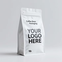 Sac de café à fond plat imprimé sur mesure avec valve zippée emballage compostable d'usine biodégradable écologique pour aliments pour animaux de compagnie