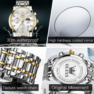 Reloj de Pulsera Multizona Horaria OEM 2858, Función Impermeable, Reloj Analógico con Fecha, Reloj de Cuarzo de Acero Inoxidable - Product Image 3