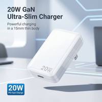 Cargador de nitruro de galio mini de 20W al por mayor, con enchufe estadounidense fijo, tipo C plegable, bloque de carga rápida PD para iPhone y Android