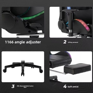 Sillas de Computadora Giratorias de Cuero PU Cómodas al por Mayor, Silla de Juego RGB Negra Personalizada de Alta Calidad para Oficina en Casa - Product Image 5