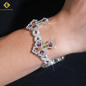 Custom Made Rapper Multi Color Moissanite Cuban <b>Bracelet</b> Sterling Silver 925 Luxury Hip Hop Cuban <b>Infinity</b> <b>Bracelet</b> Men Jewelry - Product Image 1