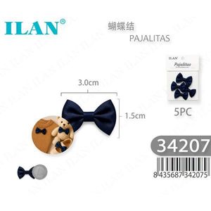 ILAN โบว์ไท 3.0x1.5 ซม. สีกรมท่า 5 ชิ้น สำหรับตกแต่งเสื้อผ้า - Product Image 1