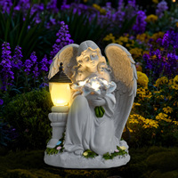 Statue d'ange priant en résine, modèle BY25104, best-seller transfrontalier, avec lumière solaire pour jardin extérieur