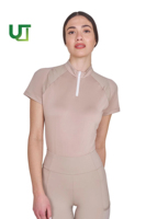 Polo pour femme d'équitation, nouvelle conception personnalisée OEM, avec fermeture éclair sur le devant, tendance