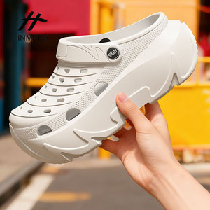 Zuecos de Plataforma de 9 cm para Mujer, Color Blanco, Antideslizantes, con Suela Gruesa, Estilo Crocs, para Verano - Product Image 4