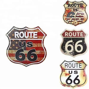 ป้ายโลหะตกแต่งผนังลายเรขาคณิตสไตล์วินเทจย้อนยุค ลายถนนอเมริกัน <span class=keywords><strong>Route</strong></span> <span class=keywords><strong>66</strong></span> - Product Image 2