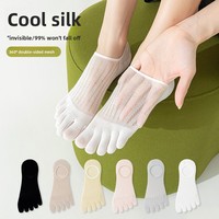 Chaussettes d'été invisibles ultra-fines antidérapantes à cinq doigts en soie de mûrier pour femmes