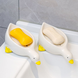 Ruijie Ceramic <b>Soap</b> <b>Dish</b> Duck Shape Waterproof Bathroom <b>Soap</b> <b>Holder</b> For Washbasin - Product Image 1