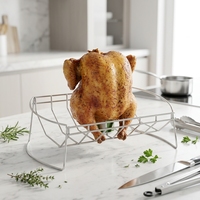 Support de rôtissage multifonctionnel pliable en acier inoxydable pour cuisses de poulet, broche verticale et panier de barbecue