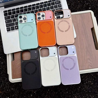 Étui de téléphone portable de luxe en cuir PU Litchi avec placage magnétique givré anti-traces de doigts, résistant aux chocs pour 14/15/17/18 Pro Max