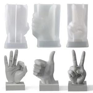 Hot-selling DIY Epoxy Resin Finger Gesture Table Decoration Candle Silicone Mold for Home Decoration Candle Making