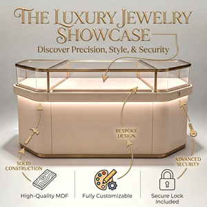 Vetrina Espositiva per Gioielli di Lusso a Forma di U, Modulare, per Negozi e Centri Commerciali - Product Image 1
