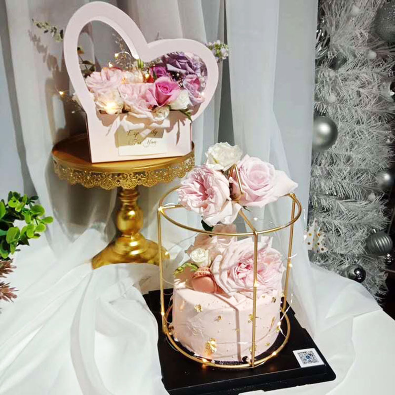 Metal Stand Flower Basket Wrought Iron Geometric Creative Gift Gold Cake Flower Stand Set