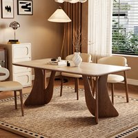 Hochwertiger Luxuriöser Schlichter Holz-Esstisch Rechteckiger Retro-Esstisch für 6 Personen Designer-Esstisch für Zuhause und Restaurant