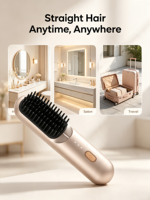 Brosse lissante pour cheveux, plaque en plastique, écran LED, alimentation USB, fonction ionique, 2600 mAh, longue durée de vie, 1 an, portable, utilisation en hôtel, en extérieur