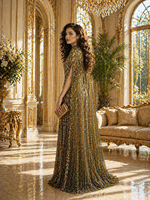 Robe de soirée de luxe à manches longues, Abaya ethnique pour femmes, robe musulmane de haute qualité avec paillettes et diamants, robe de fête Jalabiya
