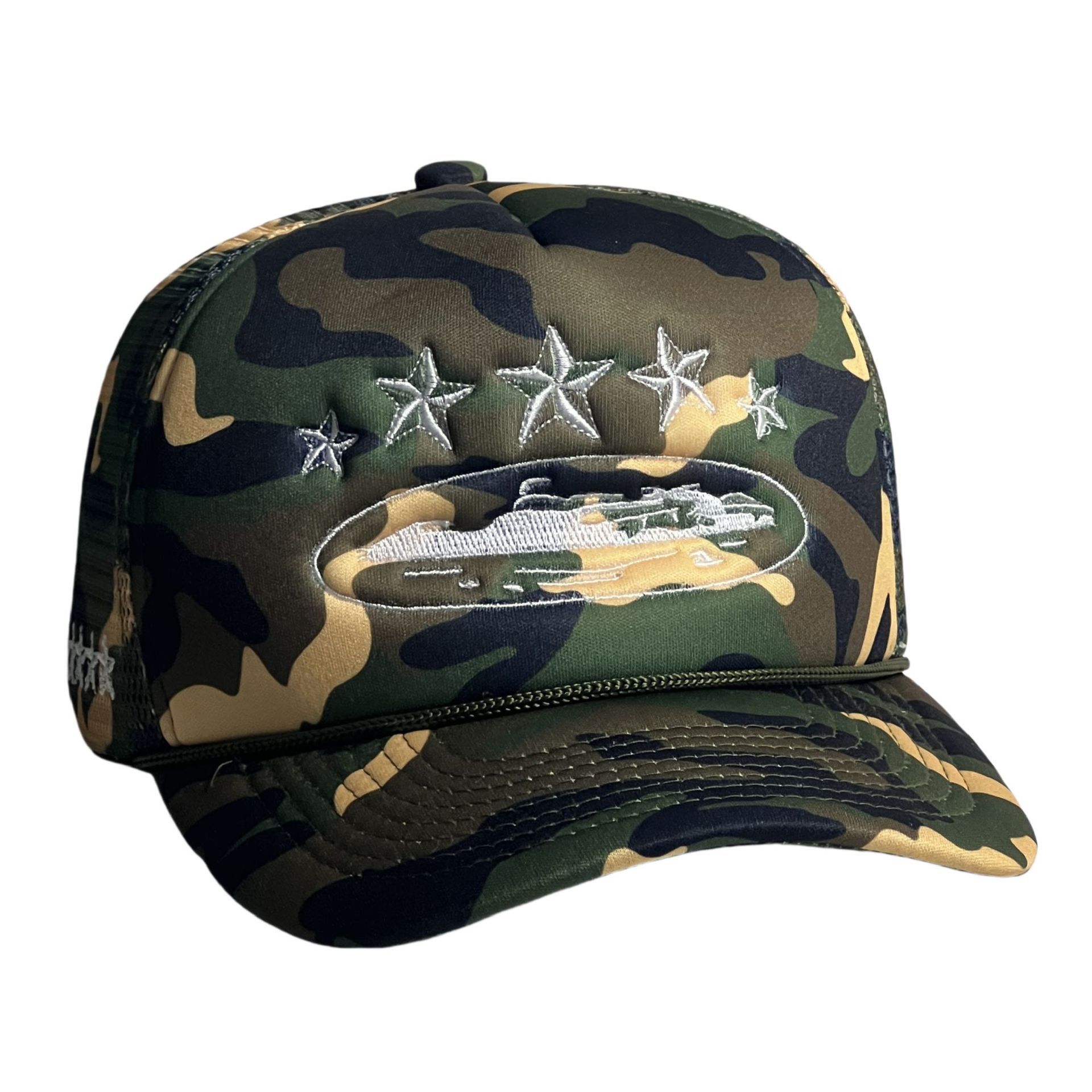 Corteiz 5 Starz Alcatraz Trucker Hat Camouflage Mesh Unisex Sun