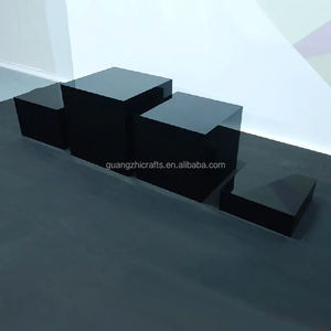 Étagère carrée en acrylique avec support pour aliments, boîte <span class=keywords><strong>cube</strong></span> en acrylique, plateaux de buffet en acrylique noir - Product Image 4