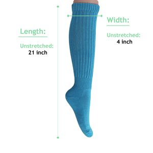 Db Chaussettes amples bleu turquoise pour femme, hauteur genou, avec nœud décoratif, tricotées en nylon respirant, pour usage quotidien décontracté, taille 5 à 10 - Product Image 6