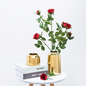 Vase en céramique laiton doré brossé, 1 pièce, style nordique, décoration de salon, de maison, porte-stylo à fleurs séchées, support de plantes, <span class=keywords><strong>Pot</strong></span> de fleurs moderne - Product Image 3