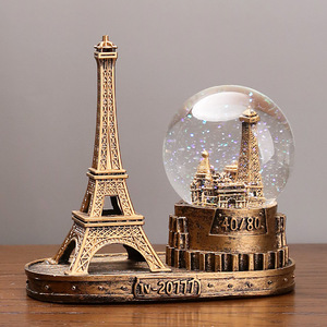 Caja de música de cristal de la Torre Eiffel con función giratoria para decoración de escritorio, regalo - Product Image 3