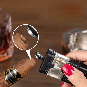 Fuerte potencia de fuego Jet 3 llama a prueba de viento antorcha encendedor de cigarros recargable butano único encendedor de cigarrillos - Product Image 4