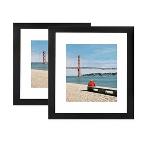 Set Of 2 Pcs <b>Rustic</b> Black Wooden Photo Frame For <b>Desk</b> Standing Wall Hanging Home Decor Wedding Birthday Gift Idea - Product Image 1