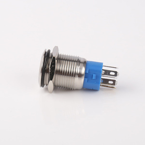 Interruptor <span class=keywords><strong>de</strong></span> Botón Pulsador Metálico Iluminado <span class=keywords><strong>de</strong></span> 5 Pines con Cabeza Redonda Plana 16F, Autobloqueante, 1NO1NC, 5A 250V, para Electrodomésticos - Product Image 3