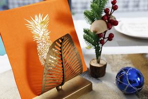 Xiang Sheng modello di ananas dorato stampato personalizzato 2 strati 33*33cm 1/4 tovaglioli piegati per uso banchetto - Product Image 6