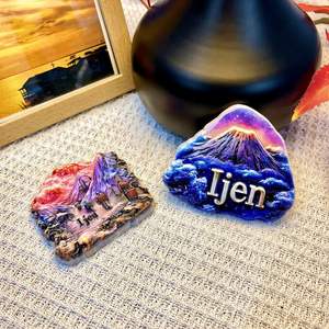 Personnalisé Indonésie Java Île Kawah Ijen <span class=keywords><strong>Volcan</strong></span> Paysage Série Décoratif Voyage Souvenir Aimant Réfrigérateur Aimant - Product Image 3