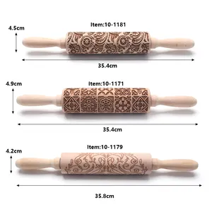 Backwerkzeug Prägung Teigwalze hölzern geschnitzt mit Laser graviert Rolling Pin