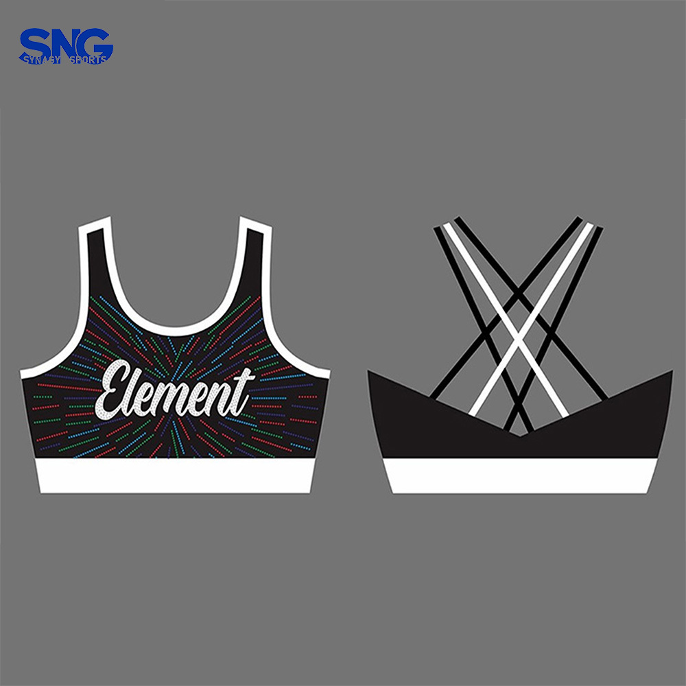 SNG Custom Women's Sports Bra for Girls Youth Breathable Flexible Glitter Compression Fit Cheer Top Rhinestone Children