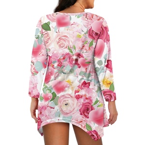 Tunica Hawaiana Floreale Stampata <span class=keywords><strong>Taglie</strong></span> Forti da Donna, Top e Camicette a Maniche 3/4, Camicie con Scollo a V, T-shirt Basica Larga, Vestito Camicia Irregolare - Product Image 6