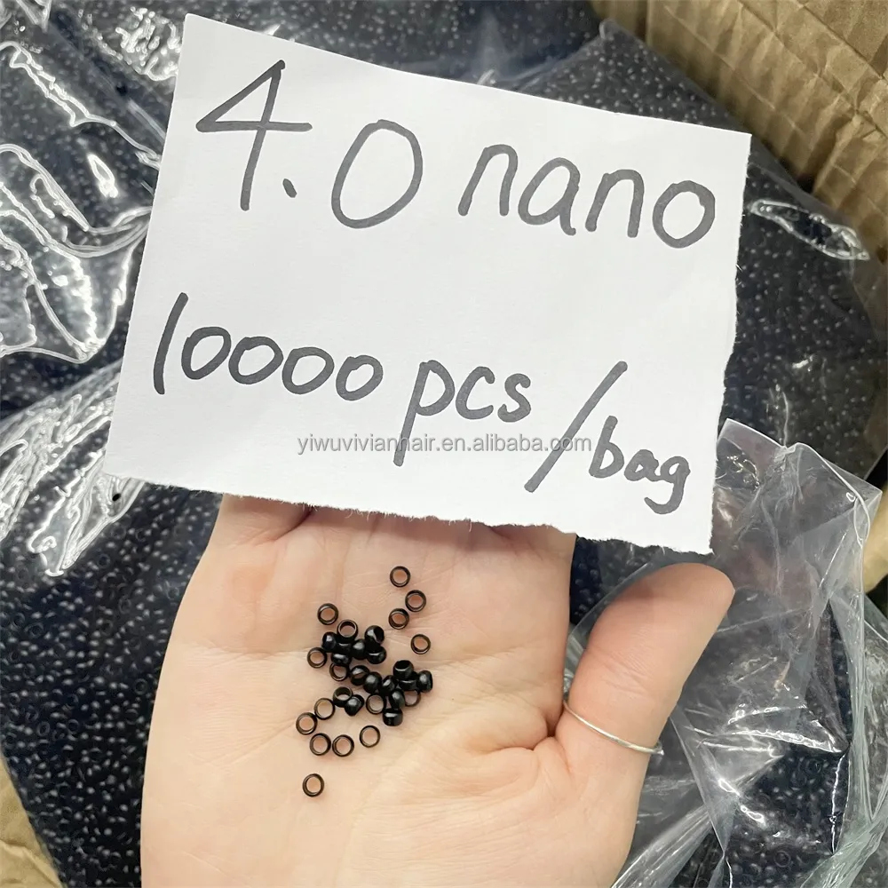 Grosir 4.0Mm 10000 Buah/Tas Manik-manik Cincin Nano Alat Ekstensi Rambut Manik-manik Tembaga Nano Manik-manik Tautan Mikro