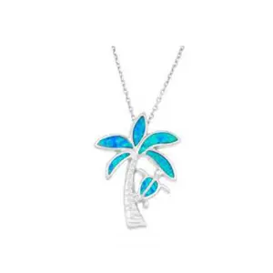 Synthetic Sea Blue Opal Jewelry 925 Sterling Silver Turtle Pendant