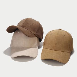 Adjustable Vintage <b>Plain</b> Suede <b>Baseball</b> <b>Cap</b> Stylish Simple Solid Design for Men and Women Dad Hat - Product Image 3