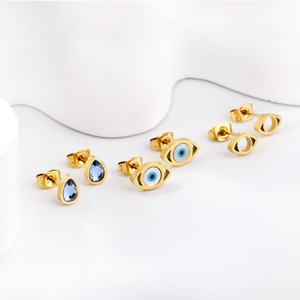 Juego de Aretes de Acero Inoxidable con Baño de Oro, Hipoalergénicos, para Unisex, Precio al por Mayor - Product Image 4