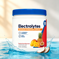 Aangepaste elektrolytenpoeder drankmix tropische fruit smaak suikervrij hydratatie supplement private label fabriek OEM