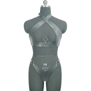 طقم حزام حمالة صدر وربطة عنق تصميم خماسي اللون لضبط الأطراف للنساء لتسليط الضمغات على الجسم ملابس للرقص بتصميم البانك القوطي للاحتفالات والهالوين - Product Image 1