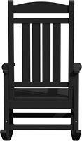 Chaises à bascule d'extérieur, chaises à bascule de patio avec support de 330lb, culbuteur de porche lisse pour la cour de pelouse de pont, noir