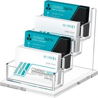 Support de rangement de bureau transparent à 4 niveaux brillant et robuste, organisateur de bureau, étui gain de place, porte-cartes de visite en acrylique de qualité supérieure pour la vente en gros
