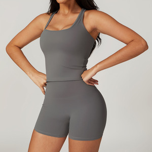 Women Removable Padded Activewear Women 2 Pieces Women Clothing Backless Sportswear Gym Fitness Sets Yoga Set