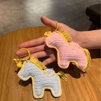 Nouveau 2026 – Breloque de sac poney crochetée à la main, pendentif cheval, poupée zèbre de dessin animé, accessoires de sac animal, porte-clés
